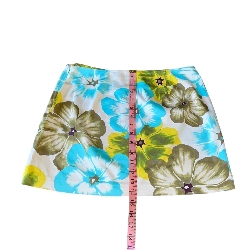 Express Floral Turquoise Green Stretchy Mini Skirt - Picture 4 of 6